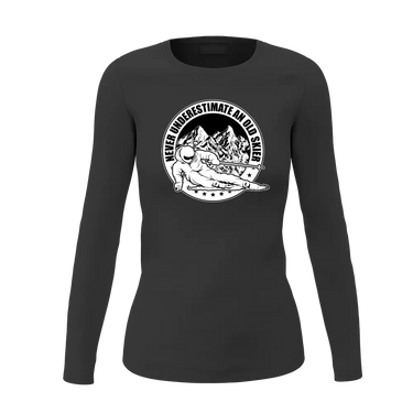 Never Underestimate An Old Skier Women Long Sleeve Shirt
